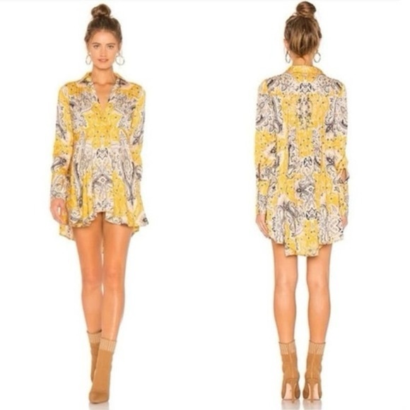Free People Dresses & Skirts - Free People Feild of butterflies tunic dress yellow size small